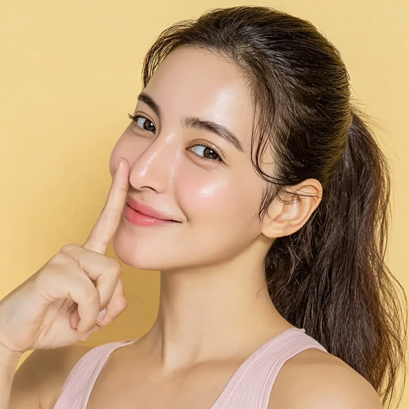 A model representing the natural, soft, and flexible results of a bespoke rhinoplasty procedure at Medinova Aesthetic Institute.